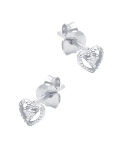 Heart Shaped CZ Silver Stud Earring STS-6405